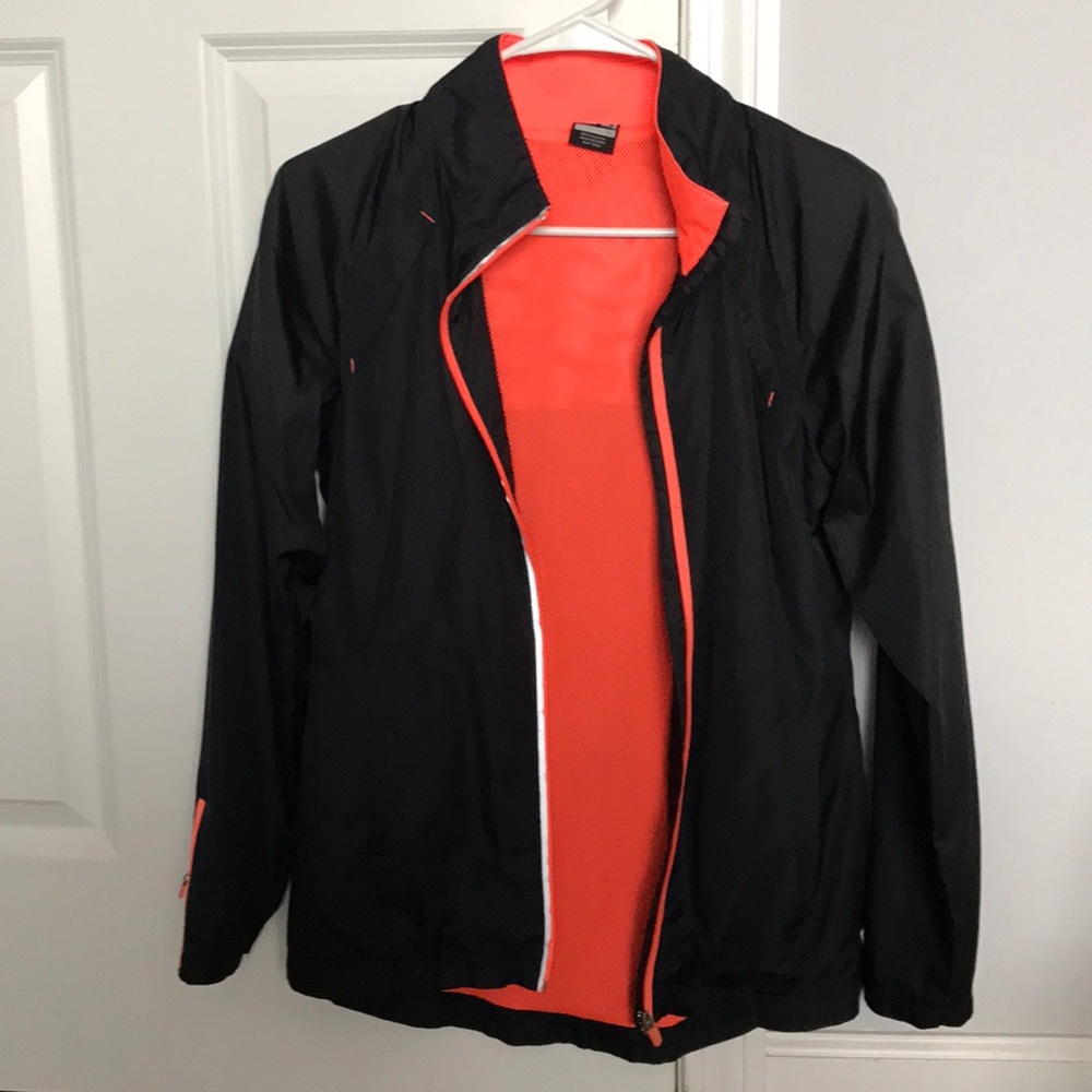Neon, and gray zip-up windbreaker
